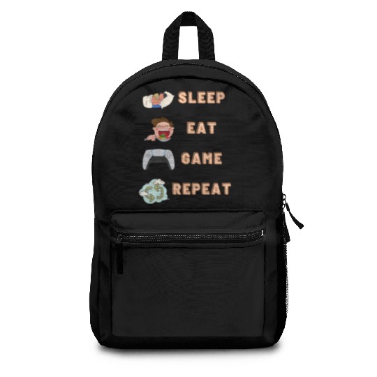sleep eat game repeat PlayStation Backpacks