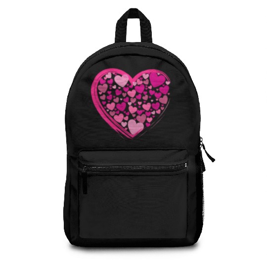 Cute Pink and Lilac Hearts in a Big Pink Heart Backpacks