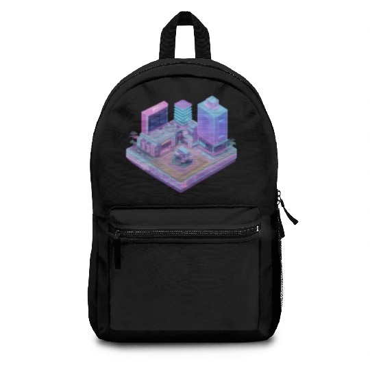 Future Cityscape - 3D Isometric Vaporwave Backpacks