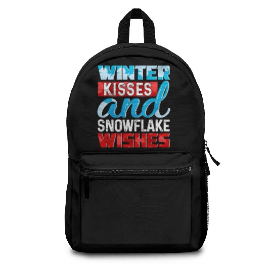 Winter Kisses And Snowflake Wishes Backpacks