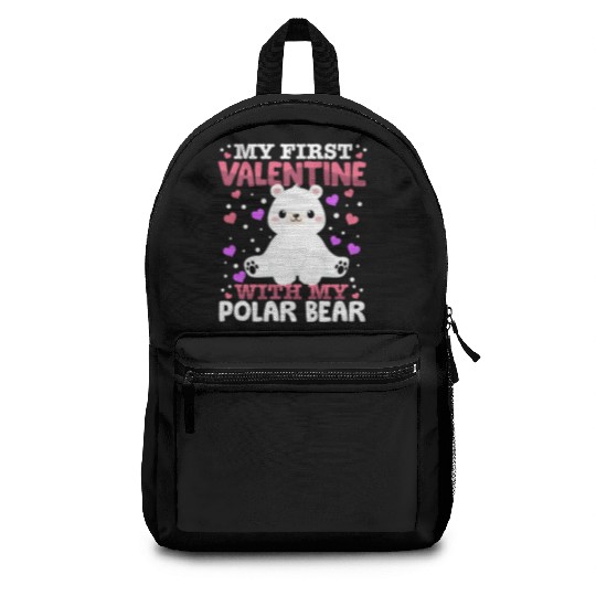 My First Valentine With My Polar Bear Animal Heart Backpacks