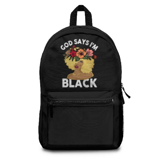 African American Girl God Says I Am Black Pride Backpacks