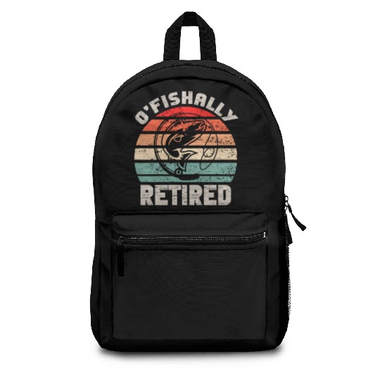 Ofishally Retired Fishing Retro Retirement Fishing Backpacks