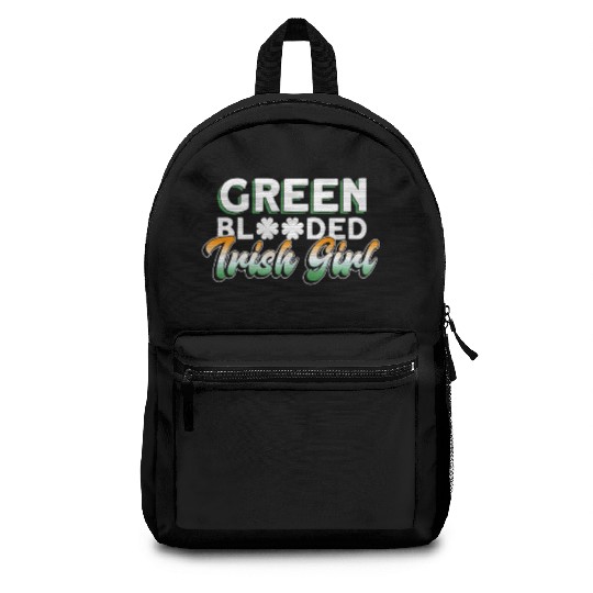 Green Blooded Irish Girl - St Patricks Day Irish Backpacks