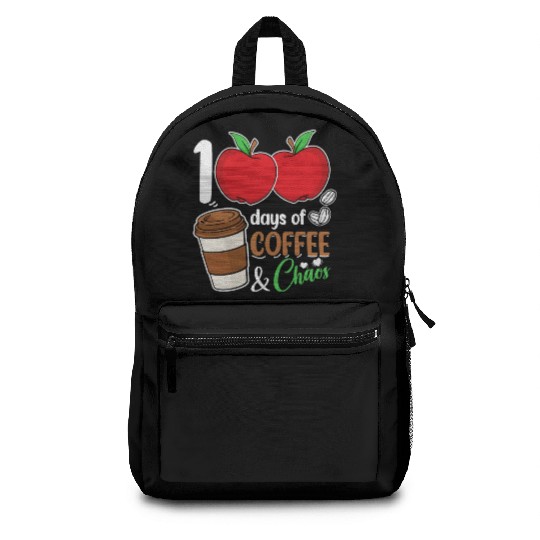 100 Days of Coffee & Chaos School Teacher Backpacks