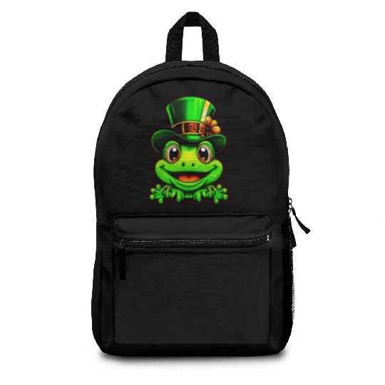 Grinning Frog Wears St. Patrick Day Top Hat Backpacks