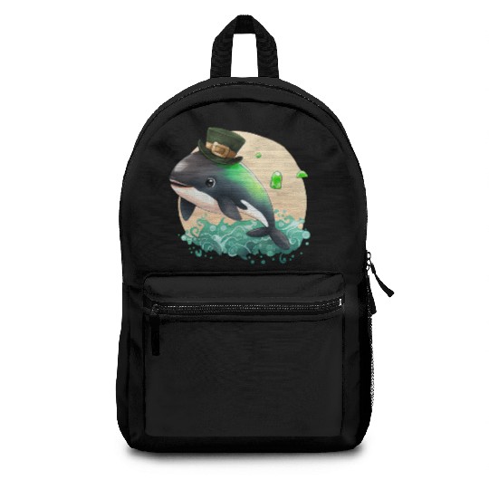 St Patrick's Day Irish Cute Orca Saint Patrick Backpacks
