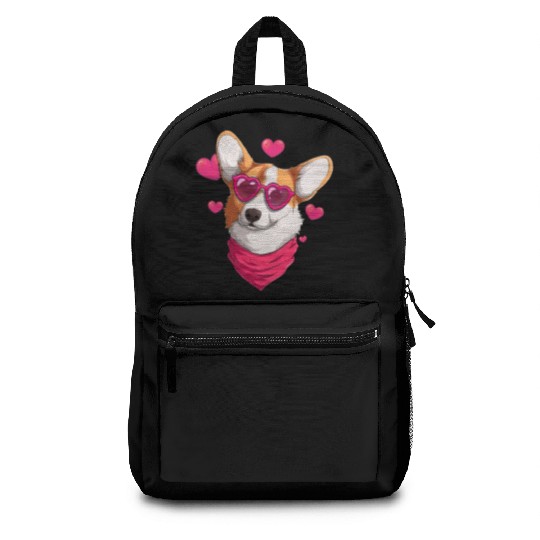 Welsh Corgi Valentines Day Red Hearts Corgi Lover Backpacks