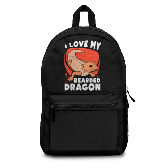 I Love My Bearded Dragon Animal Lover Reptile Pet Backpacks