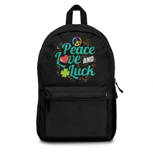Shamrock Peace Love And Luck On St Patricks Day Backpacks