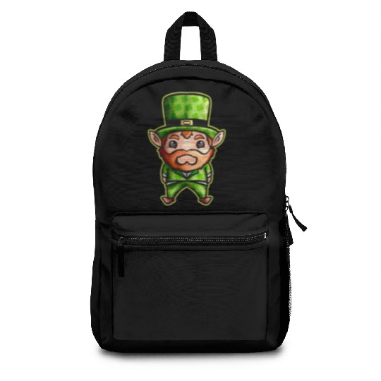 Cute Kawaii Irish Elf With Shamrock Hat For St Backpacks