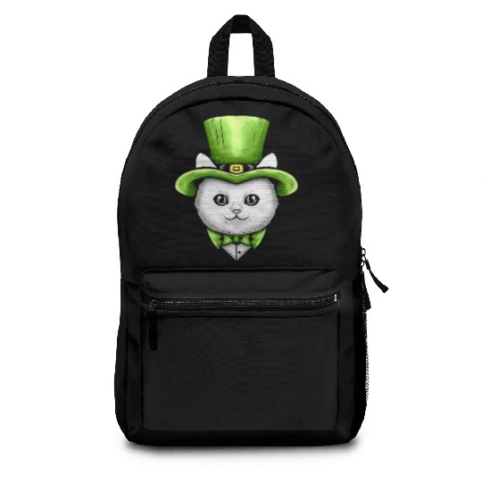Cute Kawaii Cat With Leprechauns Hat On St Backpacks
