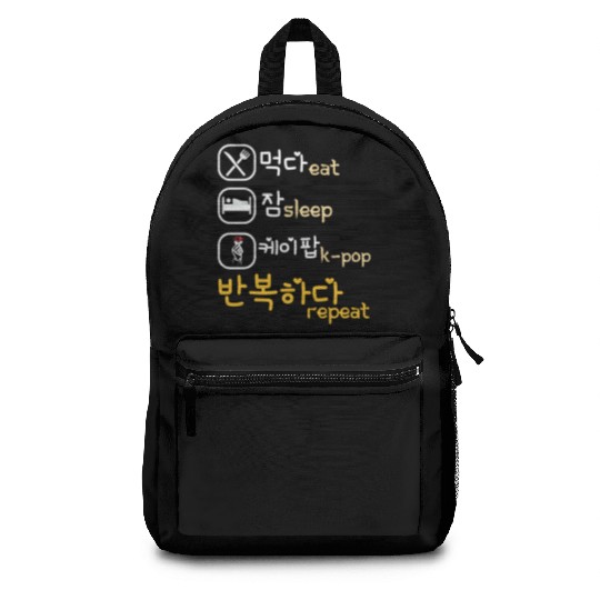Eat Sleep Kpop Repeat Finger Heart Korean Music Backpacks