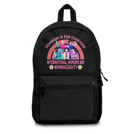 International Women's Day Embrace Equity Feminism Backpacks