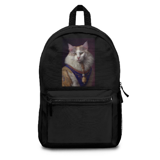 Turkish Angora Cat Breed Portrait Royal Renaissanc Backpacks