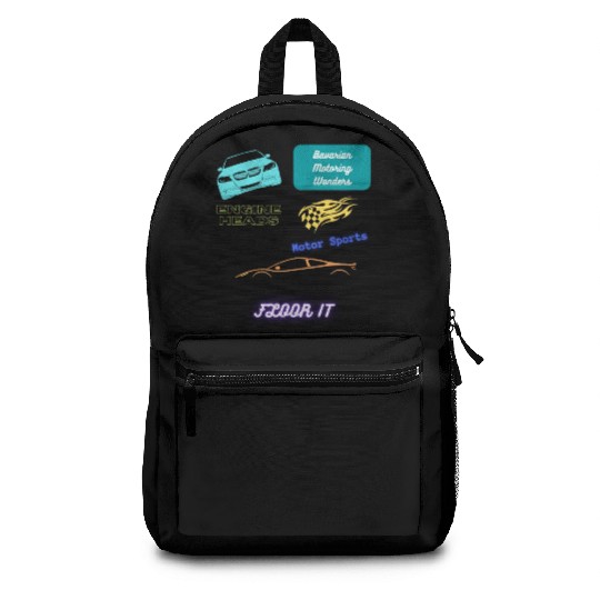Car racing team design Backpacks