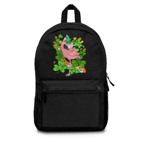 Funny Flamingo St Patricks Day Pink Bird Lover Backpacks