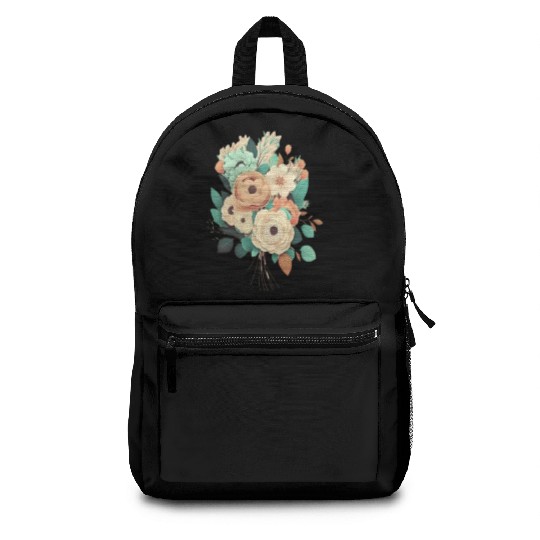 Florist Woman Minimalist Pastel Flower Bouquet Backpacks