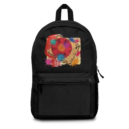 Vintage Vinyl Microphone Turntable DJ 80s 90s Musi Backpacks