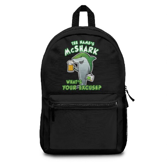 St Patricks Day Shark Funny Beer Drinking Backpacks