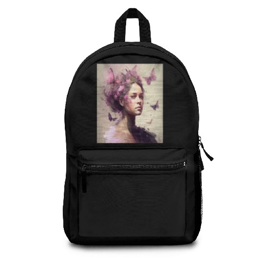 Breast Cancer Survivor Pink Flower Hair Girl Backpacks