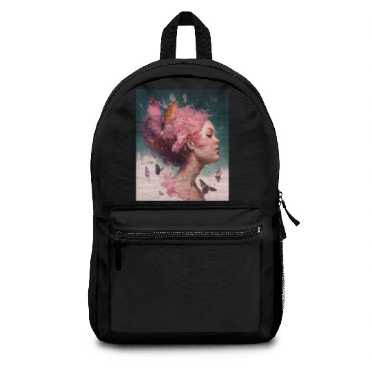 Breast Cancer Survivor Pink Flower Hair Girl Backpacks