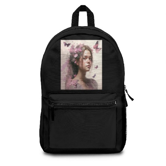 Breast Cancer Survivor Pink Flower Hair Girl Backpacks