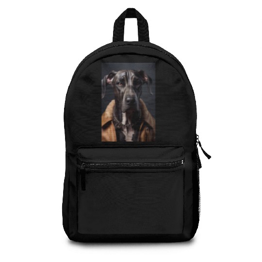 Great Dane wearing leather jacket - Dog Breed Port Backpacks