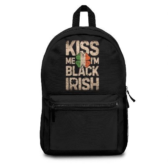 Kiss Me I'm Black Irish St Patricks Day Men Irelan Backpacks
