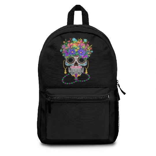 Mardi Gras Costume Dia De Los Muertos Flower Sugar Backpacks