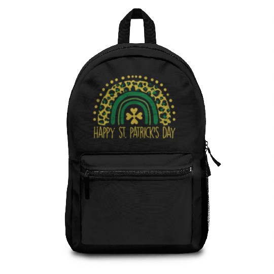 Leopard Rainbow Happy St Patricks Day Saint Paddys Backpacks
