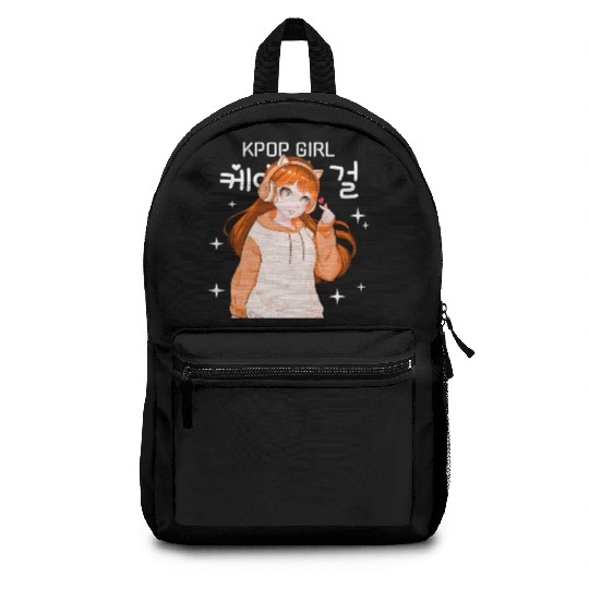 Anime Girl KPop Finger Heart Korean Hangul KDrama Backpacks