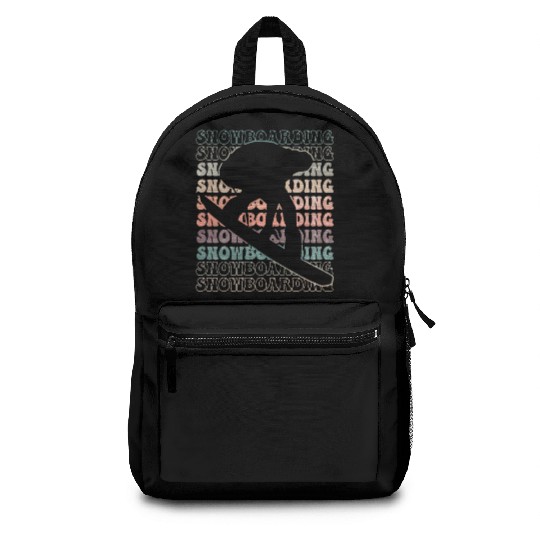 Snowboarding Retro text Backpacks
