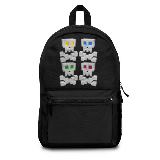8-bit Pixel Pop Art Style Pirate Flag Skulls Backpacks