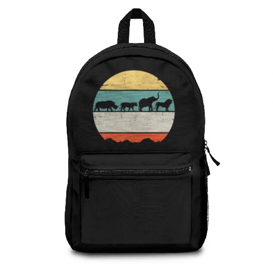 Africa Rhino Lion Elephant Vintage Retro Backpacks