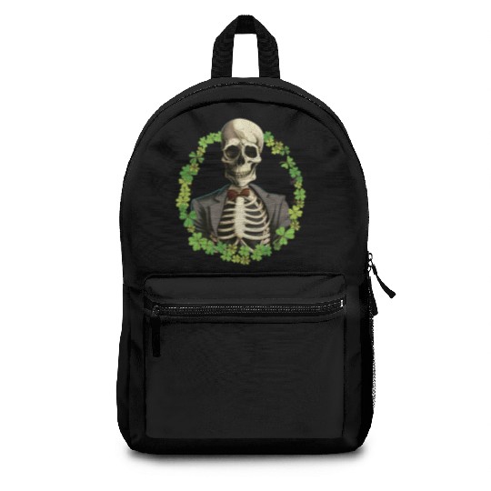 Skeleton Vintage Retro Creepy Cute Shamrock Backpacks