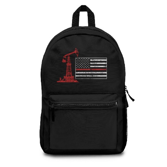 Oilfield Oil Drilling Us Flag Backpacks
