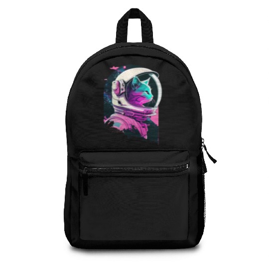 Aesthetic Vaporwave Space Cat 80s 90s Astronaut Backpacks