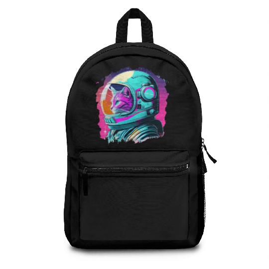 Aesthetic Vaporwave Space Cat 80s 90s Astronaut Backpacks