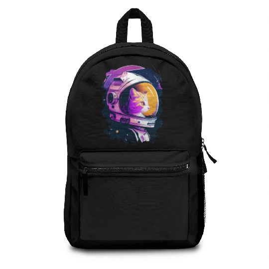 Aesthetic Vaporwave Space Cat 80s 90s Astronaut Backpacks