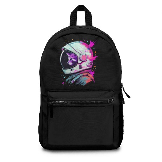 Aesthetic Vaporwave Space Cat 80s 90s Astronaut Backpacks