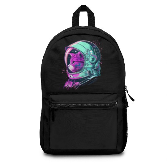 Aesthetic Vaporwave Space Cat 80s 90s Astronaut Backpacks