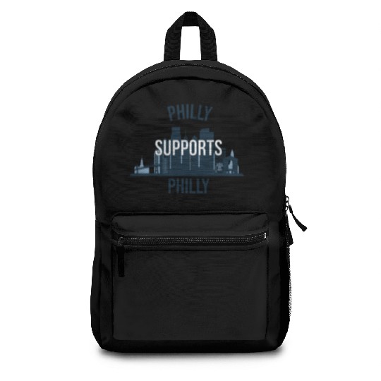 Philly Supports Philly skyline blue transparentbg Backpacks