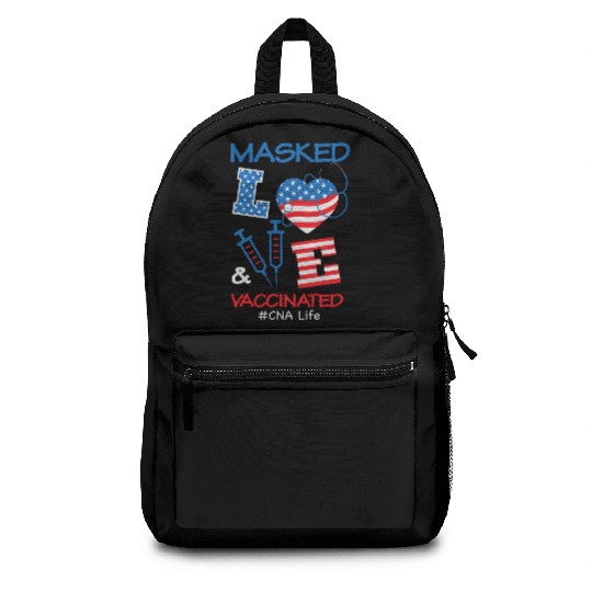 Masked LOVE Vaccinated USA Flag 4th of July Gifts Backpacks