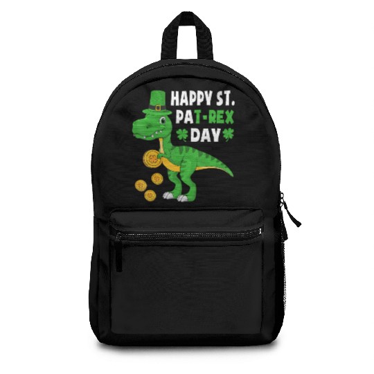 Happy St Pat Trex Dino Saint Patricks Day Dinosaur Backpacks