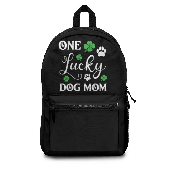 One Lucky Dog Mom Funny St Patricks day Backpacks
