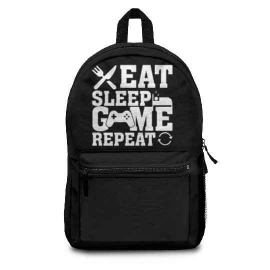 Eat Sleep Game Repeat Funny Gaming Lover Backpacks