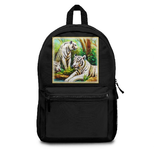 Cute White Tigers In The Jungle. Buy Now Backpacks
