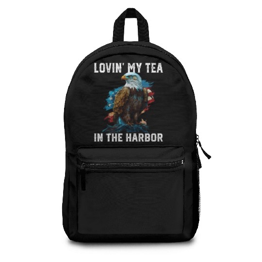 Lovin My Tea In The Harbor Patriotic Tea Drinker Backpacks