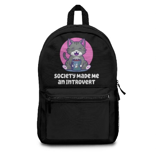 Handcrafted by Society Introvert Sayings Antisocia Backpacks